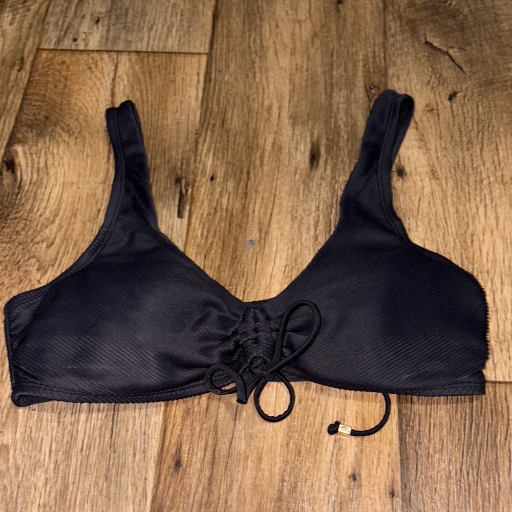 Black Wireless Bralette with Lace-Up Detail